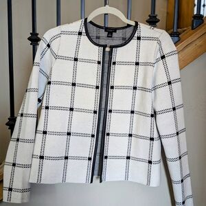 Anne Taylor, Women's Black and White Checkered Jacket